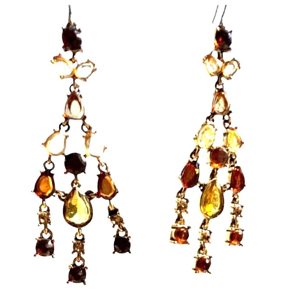 Monet Gold and Brown Chandelier Earrings
